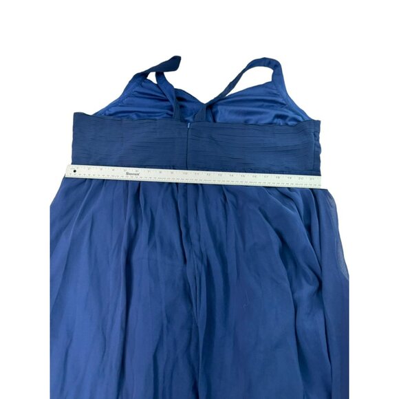 Roiii Women's Sz XL Elegant Navy Blue Chiffon Maxi Dress Cross-Back Straps - Picture 11 of 15